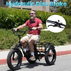 NARRAK Electric Tricycle 750W 48V Ebike Folding Fat Tire Step-through Blue