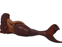 Nautical Tropical Sultry Lying Mermaid Large 5ft Statue Ocean Goddess Sculpture Wood