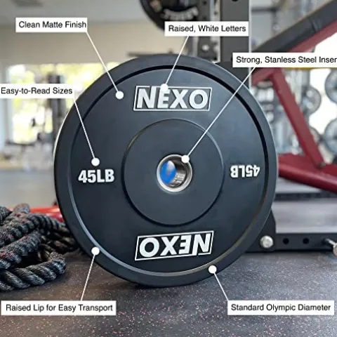 NEXO Fitness Bumper Plate Set – Premium Matte Black Finish – Cross Training Weight Plates