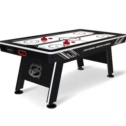 NHL 60″ Air Hockey Table with Electronic Overhead Scoreboard Black/White