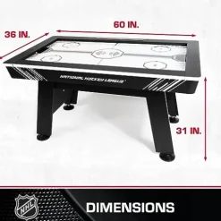 NHL 60″ Air Hockey Table with Electronic Overhead Scoreboard Black/White