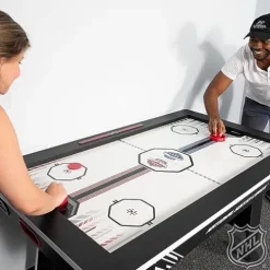 NHL 60″ Air Hockey Table with Electronic Overhead Scoreboard Black/White