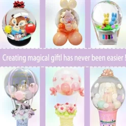 nLn Hope Balloon Stuffer Machine Kit with Flower Tube Set Purple Transparent