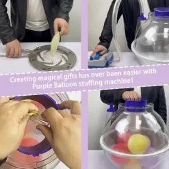nLn Hope Balloon Stuffer Machine Kit with Flower Tube Set Purple Transparent