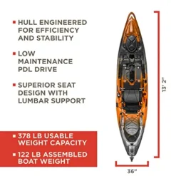 Old Town Sportsman BigWater PDL 132 Pedal Fishing Kayak Ember Camo