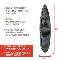 Old Town Sportsman Salty PDL 120 Pedal Fishing Kayak Steel Camo