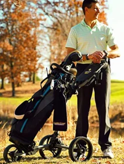 OMADA GOLF Trilite Golf Push Cart | Lightweight Folding Stand | Grey/Black