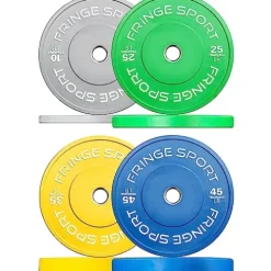 OneFitWonder Bumper Plate Set Virgin Rubber Steel Insert Strength Training Equipment (230)