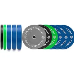 OneFitWonder Bumper Plate Set Virgin Rubber Steel Insert Low Odor Dead Bounce 370