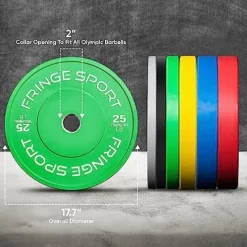 OneFitWonder Bumper Plate Set Virgin Rubber Steel Insert Low Odor Dead Bounce 370