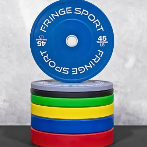 OneFitWonder Bumper Plate Set Virgin Rubber Steel Insert Low Odor Dead Bounce 370