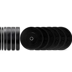 OneFitWonder Fringe Sport Bumper Weight Plate Sets – Low Odor Virgin Rubber – 370lbs