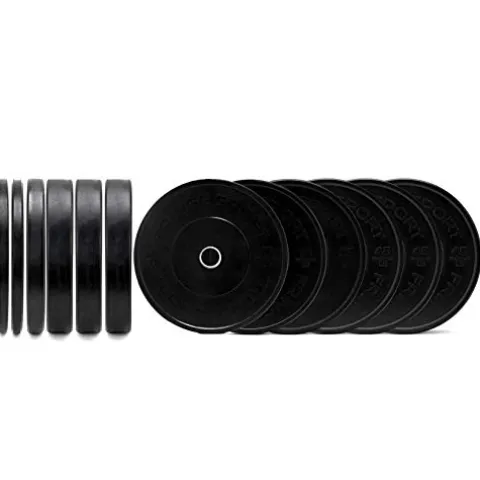 OneFitWonder Fringe Sport Bumper Weight Plate Sets – Low Odor Virgin Rubber – 370lbs