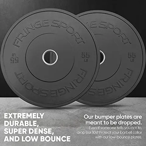 OneFitWonder Fringe Sport Bumper Weight Plate Sets – Low Odor Virgin Rubber Black