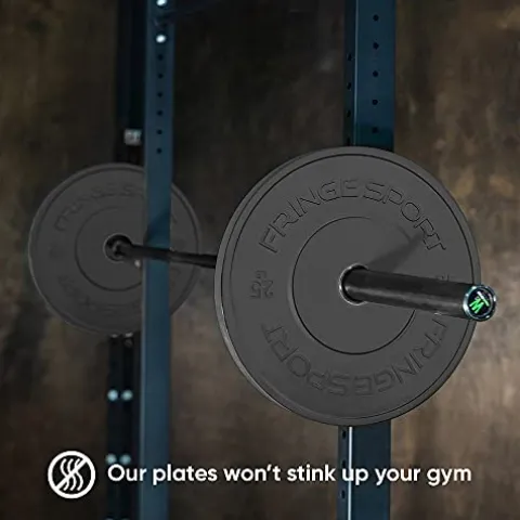 OneFitWonder Fringe Sport Bumper Weight Plate Sets – Low Odor Virgin Rubber Black