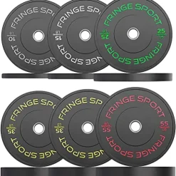 OneFitWonder Fringe Sport Contrast Bumper Plates Set 350 lbs for 2-in Barbells