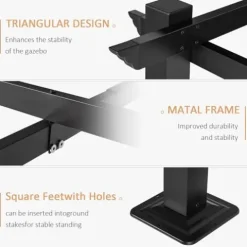 oneinmil 12′ x 14′ Hardtop Pergola with Adjustable Roof Beige3