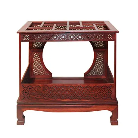 orientliving Chinese Rosewood Furniture Canopy Bed Miniature Display Brown