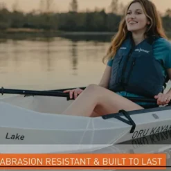 Oru Kayak Lake Pro Bundle | Foldable Kayak, Fiberglass Paddle, Pack, Float Bags, Bottle – White