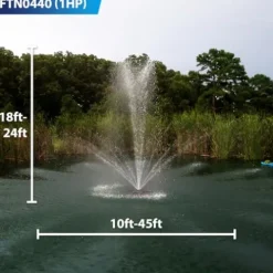 Outdoor Water Solutions 1HP Decorative Pond Floating Eco Fountain with Color Changing Lights Black