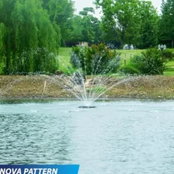 Outdoor Water Solutions 1HP Decorative Pond Floating Eco Fountain with Color Changing Lights Black