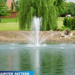 Outdoor Water Solutions 1HP Decorative Pond Floating Eco Fountain with Color Changing Lights Black