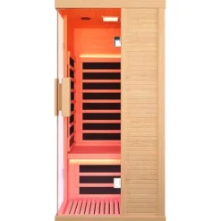 OUTEXER Indoor Far Infrared Sauna Canadian Hemlock Single Person Spa Wood Color
