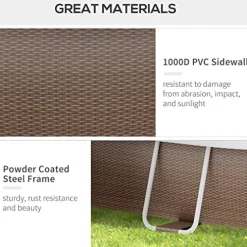 Outsunny 18′ x 10′ Above Ground Rectangular Pool Set Brown