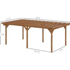 Outsunny 12′ x 20′ Outdoor Pergola Wood Gazebo Brown