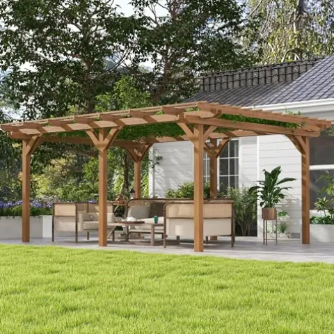 Outsunny 12′ x 16′ Outdoor Wood Pergola Brown