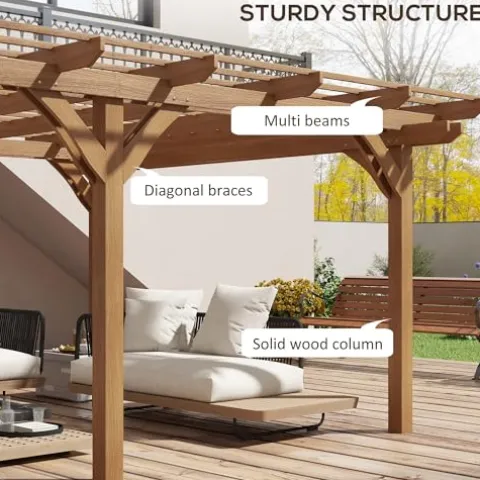 Outsunny 12′ x 16′ Outdoor Wood Pergola Brown