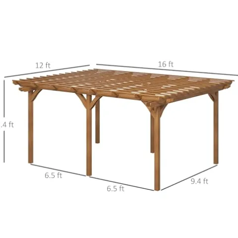 Outsunny 12′ x 16′ Outdoor Wood Pergola Brown