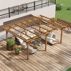 Outsunny 12′ x 16′ Outdoor Wood Pergola Brown