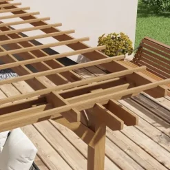 Outsunny 12′ x 16′ Outdoor Wood Pergola Brown