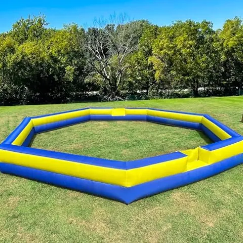 OZIS 26FT Inflatable Gaga Ball Pit with Built-in Blower Blue & Yellow