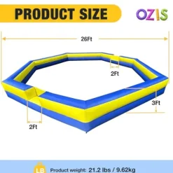 OZIS 26FT Inflatable Gaga Ball Pit with Built-in Blower Blue & Yellow