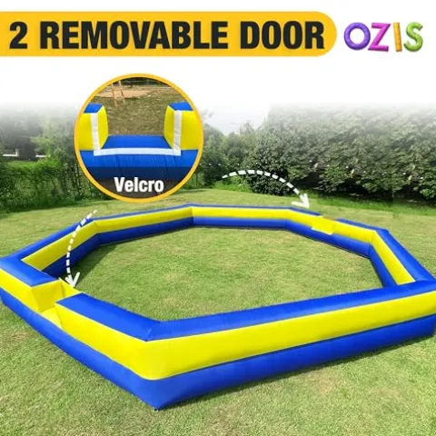 OZIS 26FT Inflatable Gaga Ball Pit with Built-in Blower Blue & Yellow