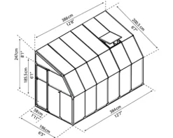 Palram Canopia Rion Sun Room Lean-to Greenhouse DIY Kit 6×12 FT White