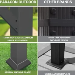 Paragon Outdoor 11’ x 11’ Florence Aluminum Pergola with Retractable Canopy Cocoa