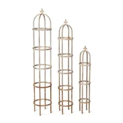Park Hill Collection Iron Garden Obelisk Whitewash