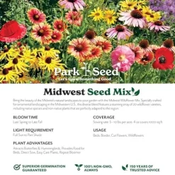 Park Seed Wildflower Garden Seeds Mixture for Pollinators – Midwest Regional Mix, 25 lbs