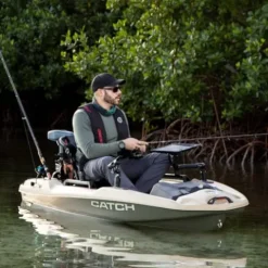 Pelican Catch PWR 100 Fishing Kayak – Ergo360 Seating System – 10 ft – Light Kaki