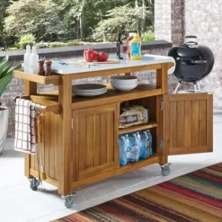 Pemberly Row Modern Outdoor Cart Brown