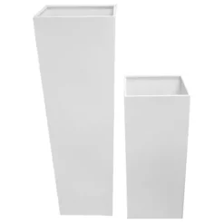 Pemberly Row 2-Piece Modern Style Steel Planter Set White