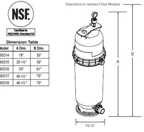 Pentair Clean & Clear Fiberglass Reinforced Polypropylene Tank Cartridge Pool Filter 150 Sq Ft 150 GPM Almond