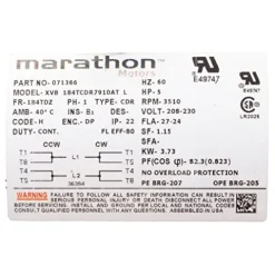 Pentair 071366S Single Phase 5 HP Motor Replacement C-Series Pool Pump