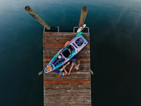 Perception Kayaks Hangtime 11 Recreational Kayak – Reclining Seat – Rear Lounging Seat – 11 ft – Funkadelic