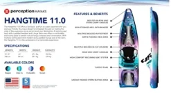 Perception Kayaks Hangtime 11 Recreational Kayak – Reclining Seat – Rear Lounging Seat – 11 ft – Funkadelic