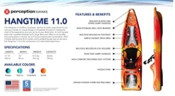 Perception Kayaks Hangtime 11 Recreational Kayak with Reclining Seat – 11 ft – Sunset