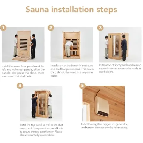 PioneerWorks 1 or 2 Person Low EMF Infrared Sauna Wood Color